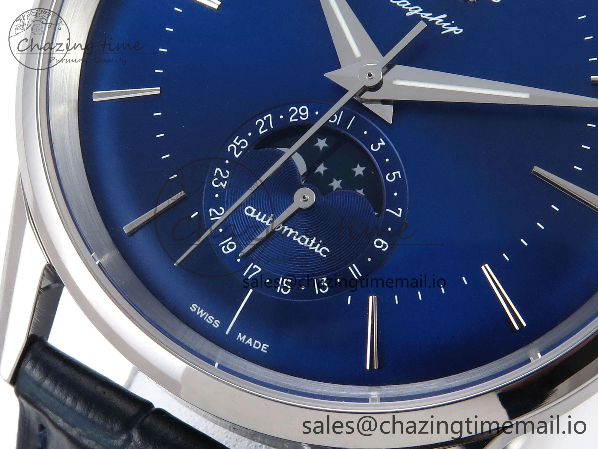Flagship Heritage Moonphase SS APSF 1:1 Best Edition Blue Dial on Blue Leather Strap A2892