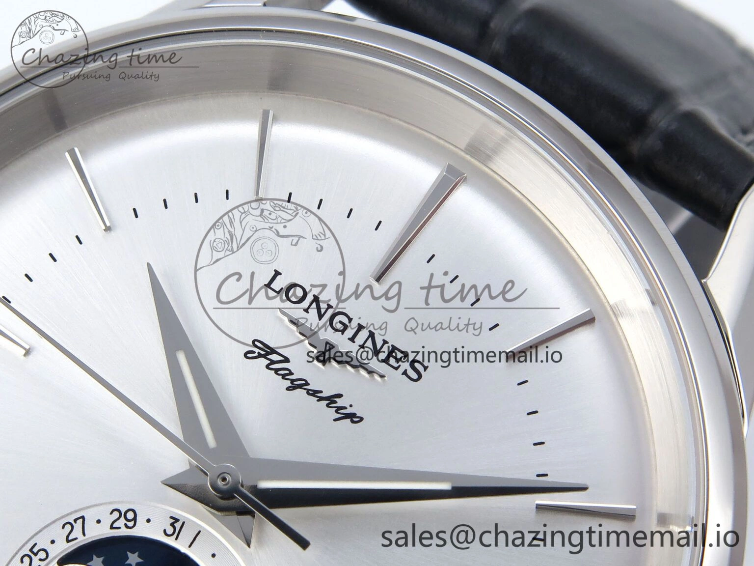 Flagship Heritage Moonphase SS APSF 1:1 Best Edition Silver SS Dial on Black Leather Strap A2892