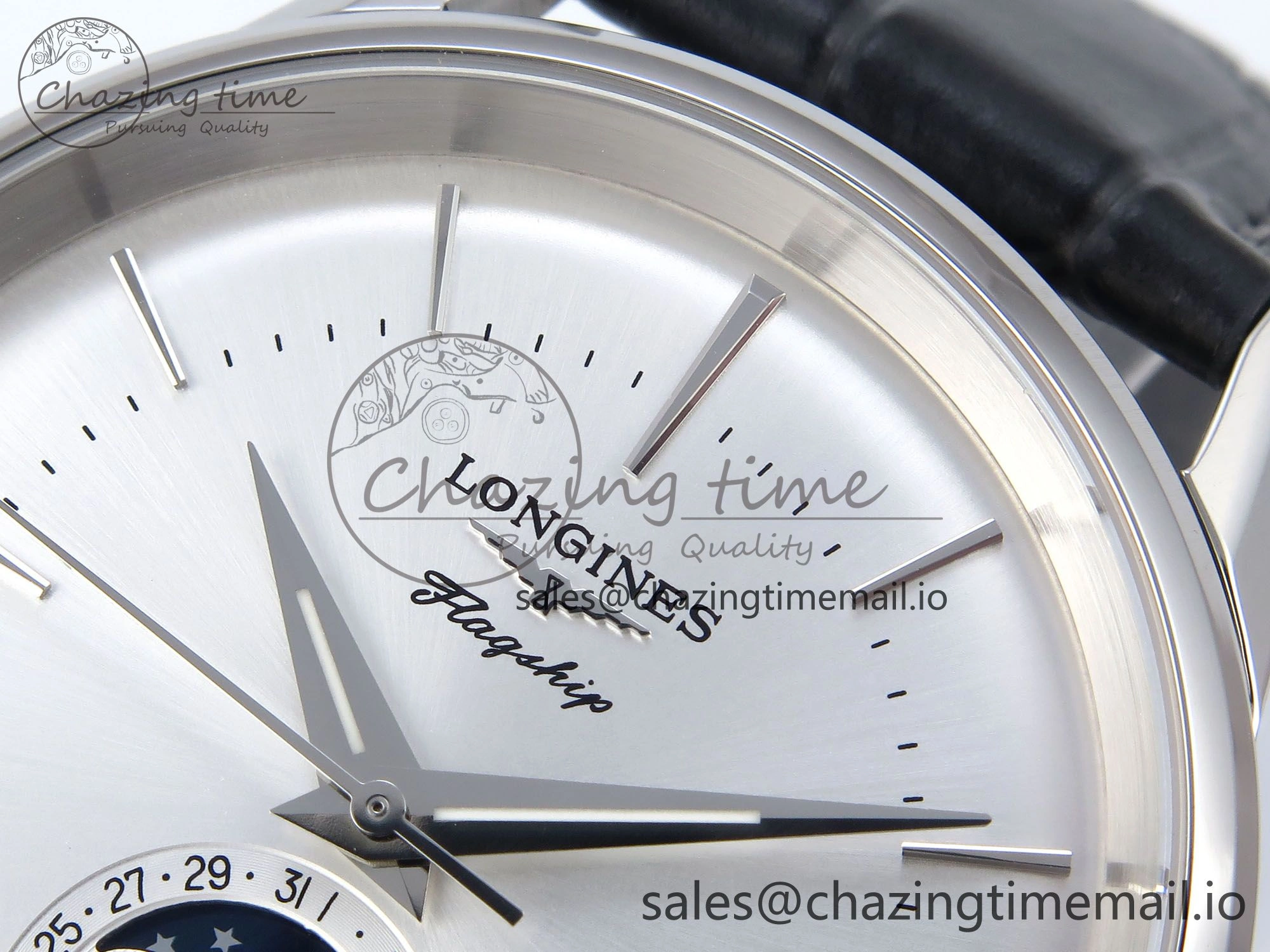 Flagship Heritage Moonphase SS APSF 1:1 Best Edition Silver SS Dial on Black Leather Strap A2892