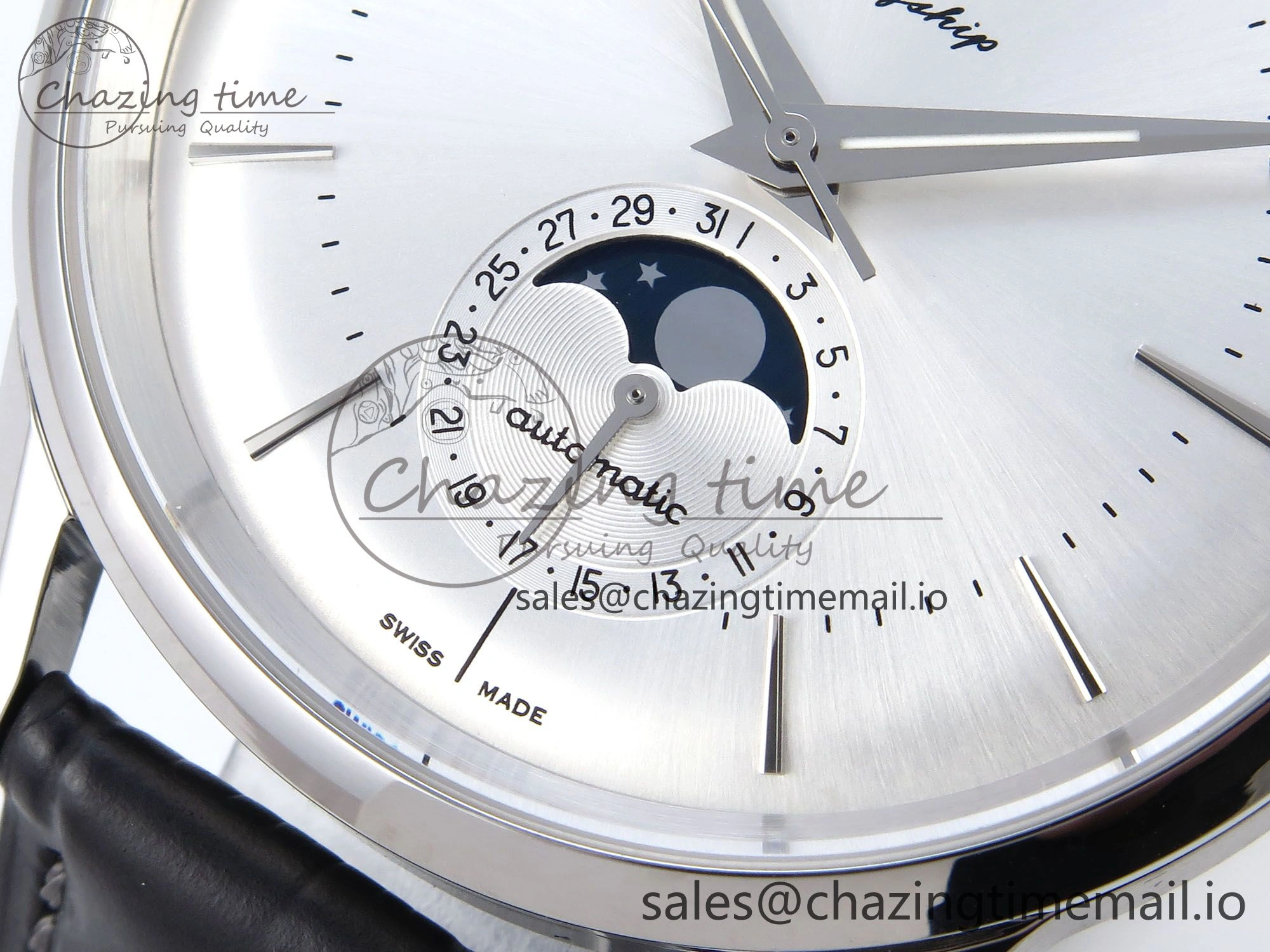 Flagship Heritage Moonphase SS APSF 1:1 Best Edition Silver SS Dial on Black Leather Strap A2892