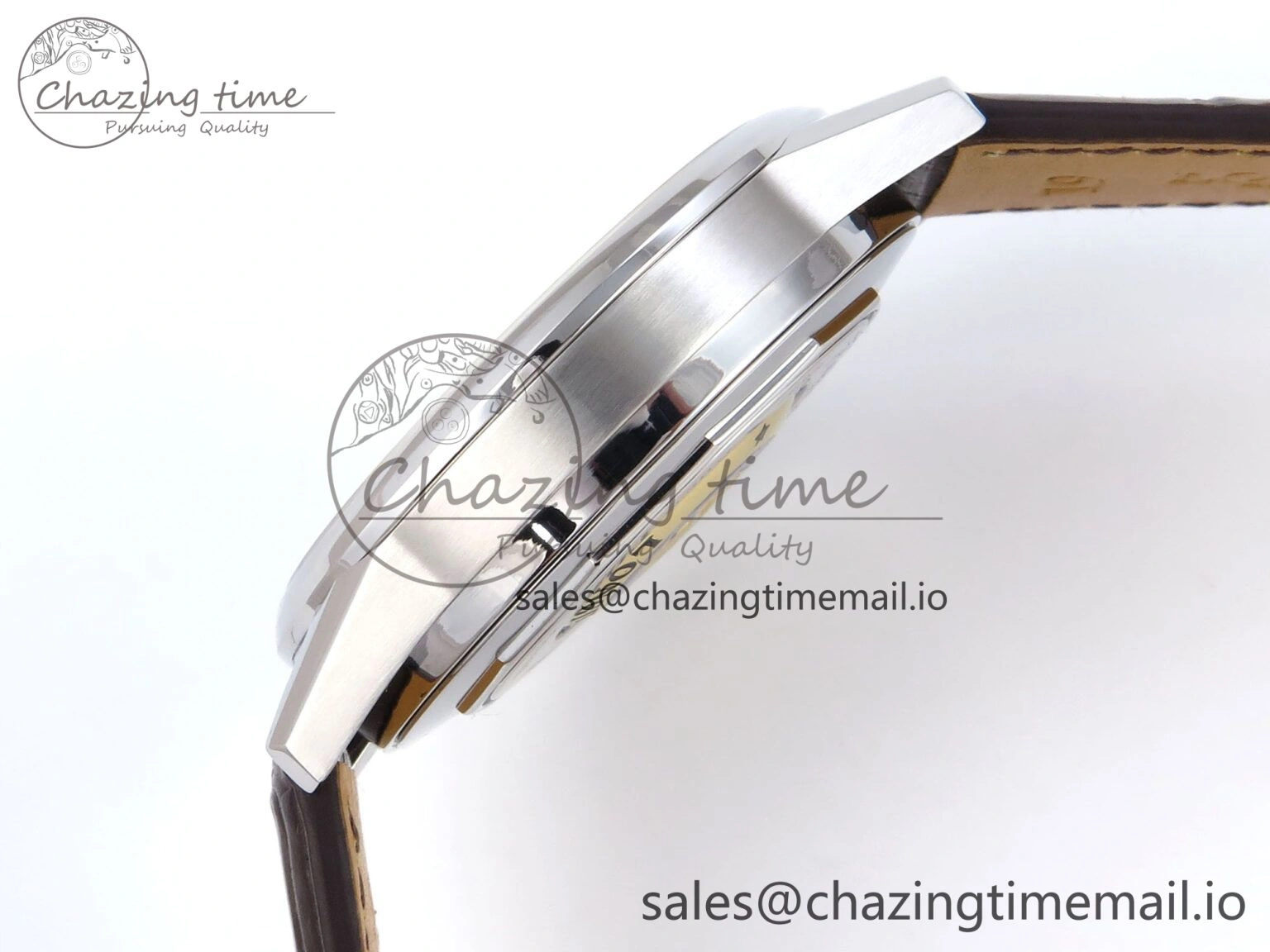 Flagship Heritage Moonphase SS APSF 1:1 Best Edition Silver YG Dial on Brown Leather Strap A2892