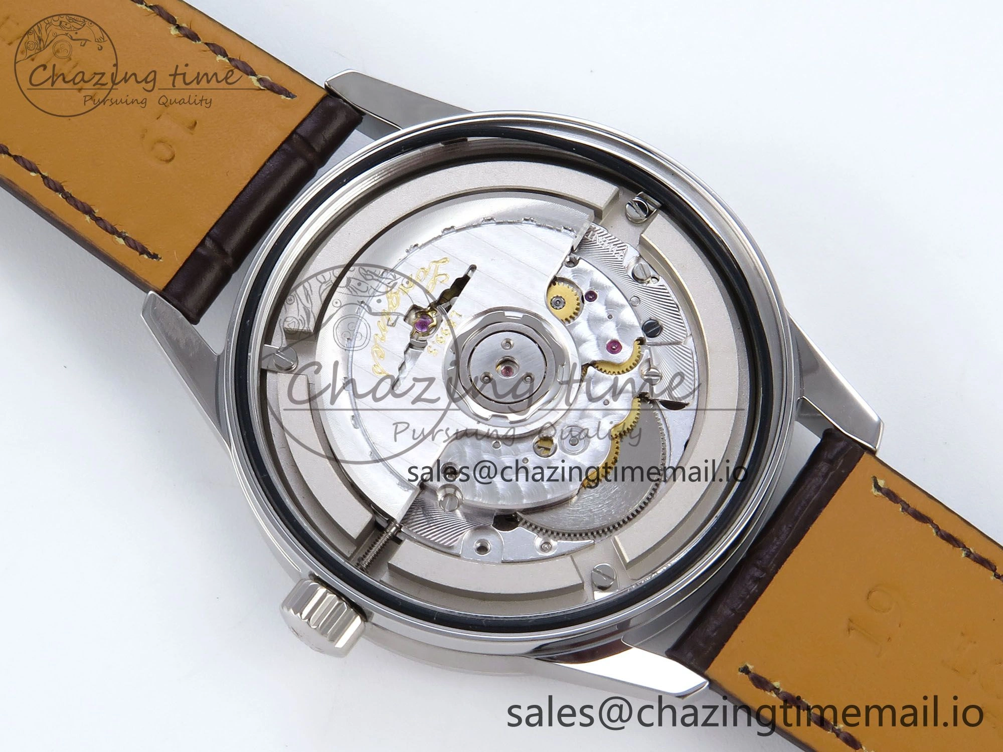 Flagship Heritage Moonphase SS APSF 1:1 Best Edition Silver YG Dial on Brown Leather Strap A2892
