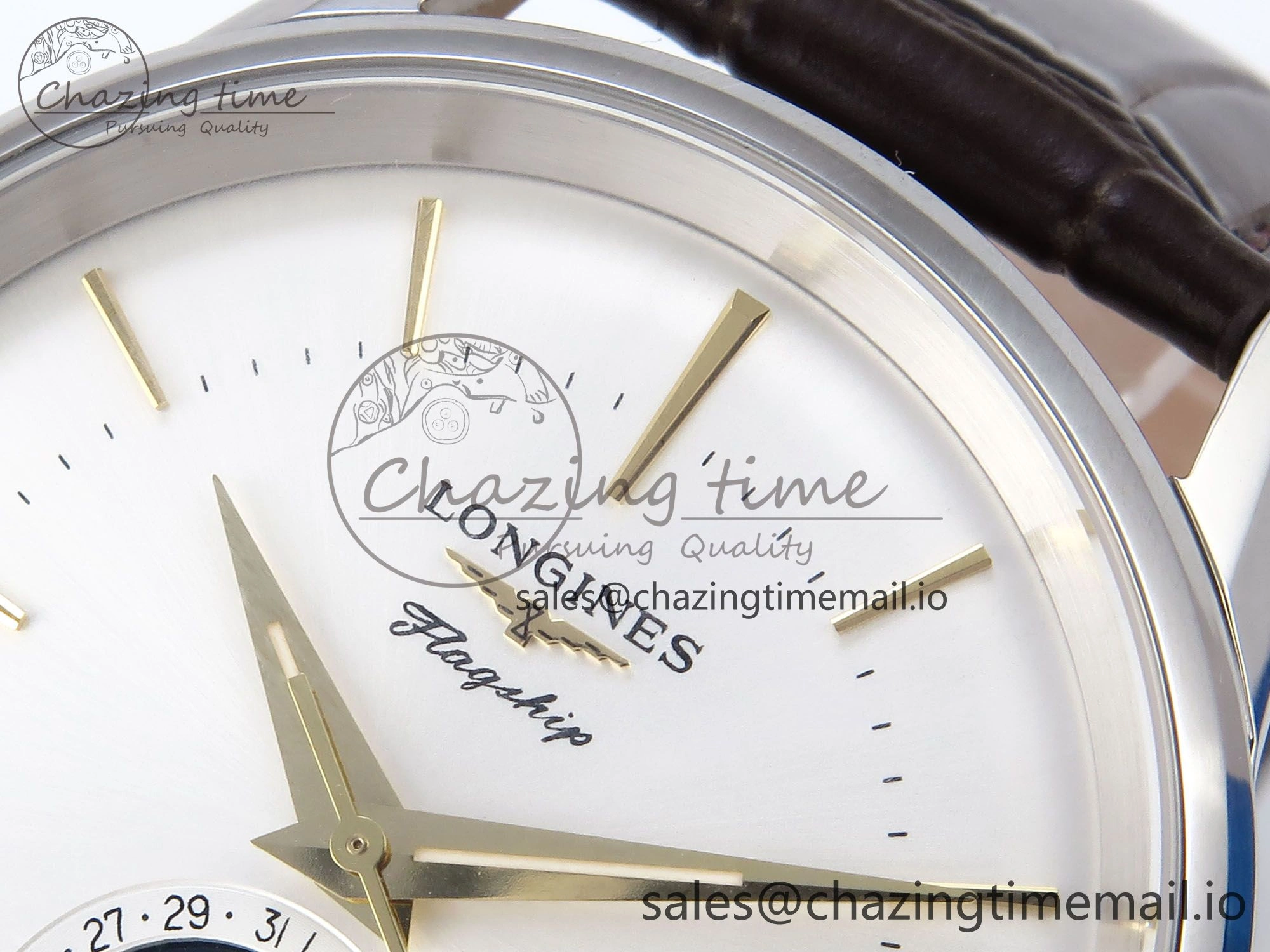 Flagship Heritage Moonphase SS APSF 1:1 Best Edition Silver YG Dial on Brown Leather Strap A2892
