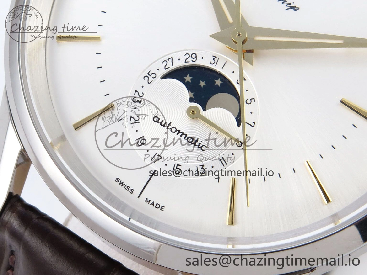 Flagship Heritage Moonphase SS APSF 1:1 Best Edition Silver YG Dial on Brown Leather Strap A2892