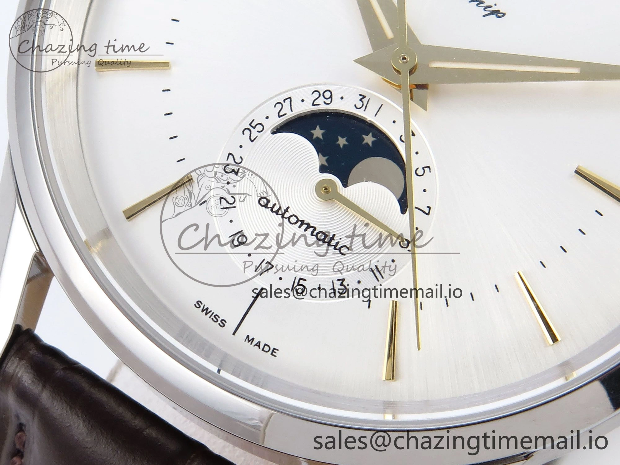 Flagship Heritage Moonphase SS APSF 1:1 Best Edition Silver YG Dial on Brown Leather Strap A2892