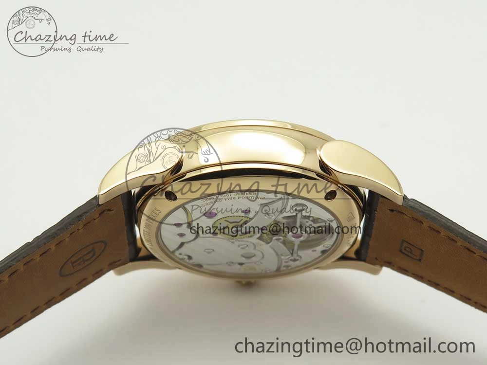 Fleurier Tonda Tourbillon Woodrock RG Real PR JBF Best Edition Red Dial on Brown Leather Strap