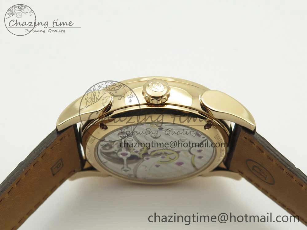 Fleurier Tonda Tourbillon Woodrock RG Real PR JBF Best Edition Red Dial on Brown Leather Strap