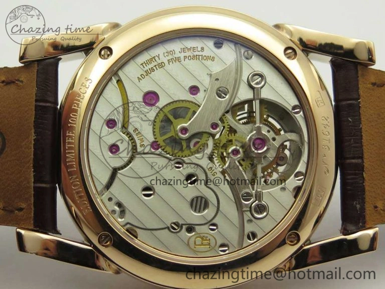 Fleurier Tonda Tourbillon Woodrock RG Real PR JBF Best Edition Red Dial on Brown Leather Strap