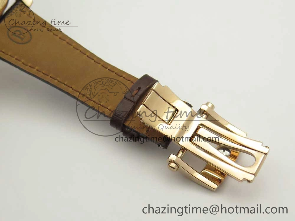 Fleurier Tonda Tourbillon Woodrock RG Real PR JBF Best Edition Red Dial on Brown Leather Strap