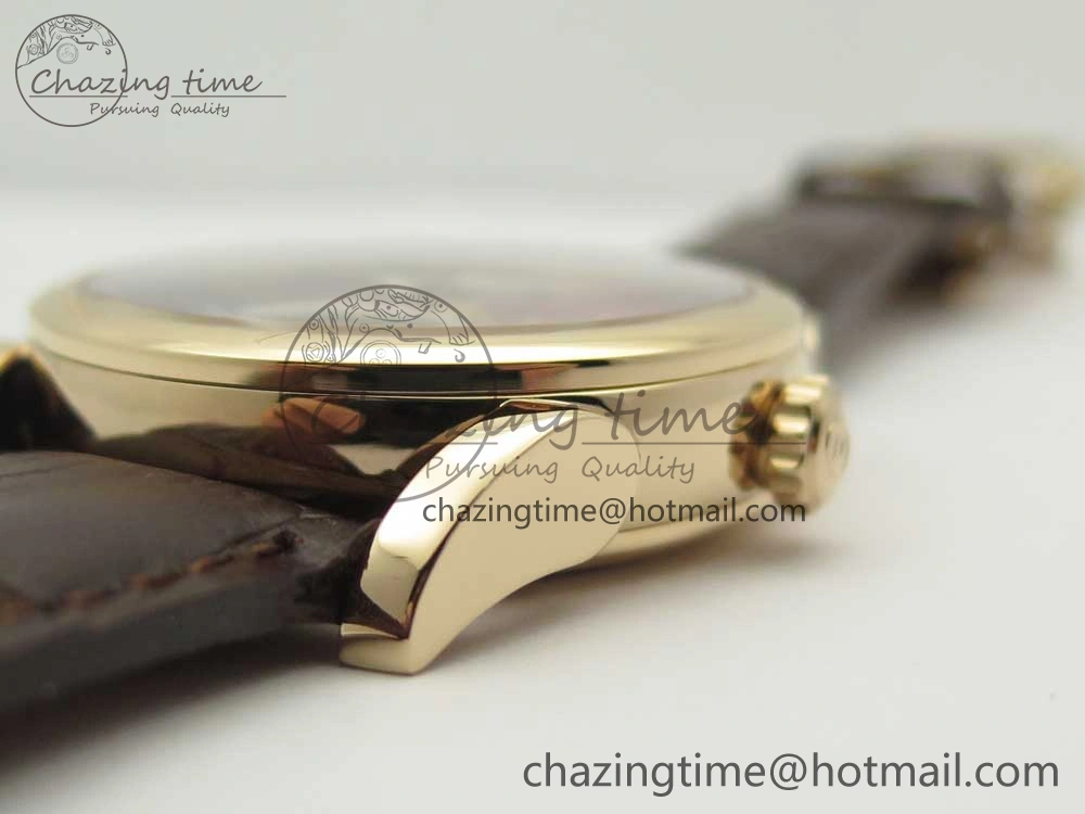 Fleurier Tonda Tourbillon Woodrock RG Real PR JBF Best Edition Red Dial on Brown Leather Strap