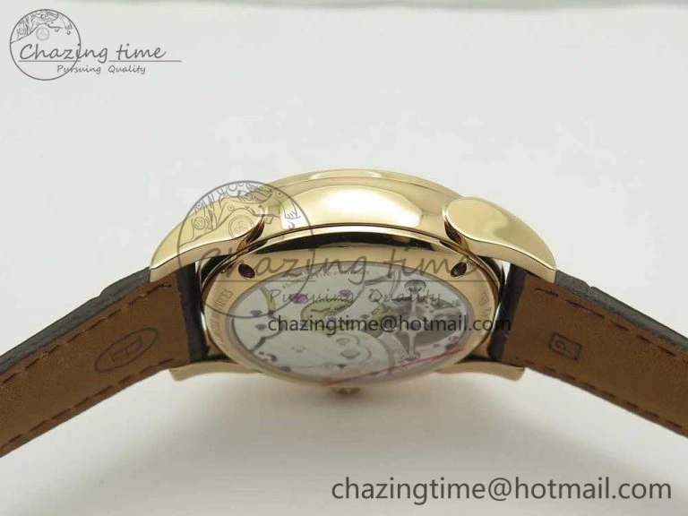 Fleurier Tonda Tourbillon Woodrock RG Real PR JBF Best Edition Red Man Dial on Brown Leather Strap