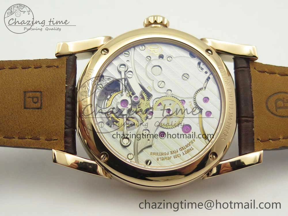 Fleurier Tonda Tourbillon Woodrock RG Real PR JBF Best Edition Red Man Dial on Brown Leather Strap