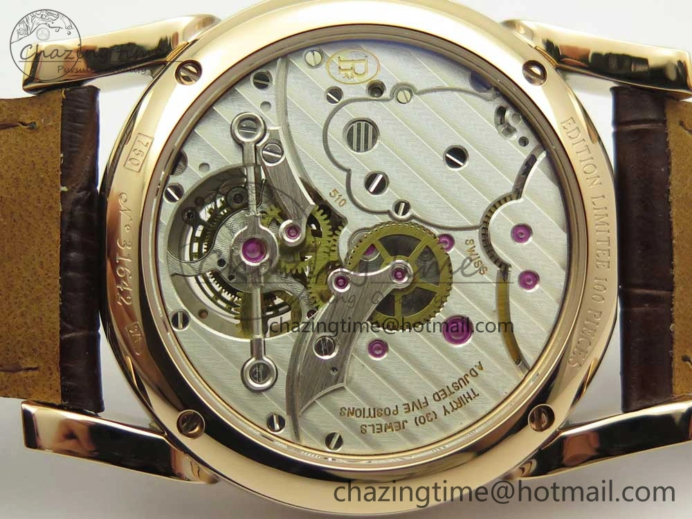 Fleurier Tonda Tourbillon Woodrock RG Real PR JBF Best Edition Red Man Dial on Brown Leather Strap