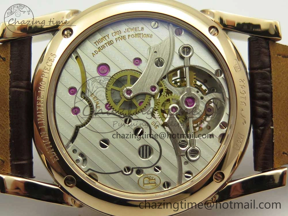 Fleurier Tonda Tourbillon Woodrock RG Real PR JBF Best Edition Red Man Dial on Brown Leather Strap