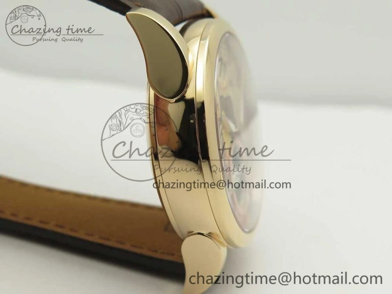 Fleurier Tonda Tourbillon Woodrock RG Real PR JBF Best Edition Red Man Dial on Brown Leather Strap