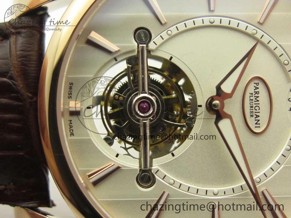 Fleurier Tonda Tourbillon Woodrock RG Real PR JBF Best Edition Silver Dial on Brown Leather Strap