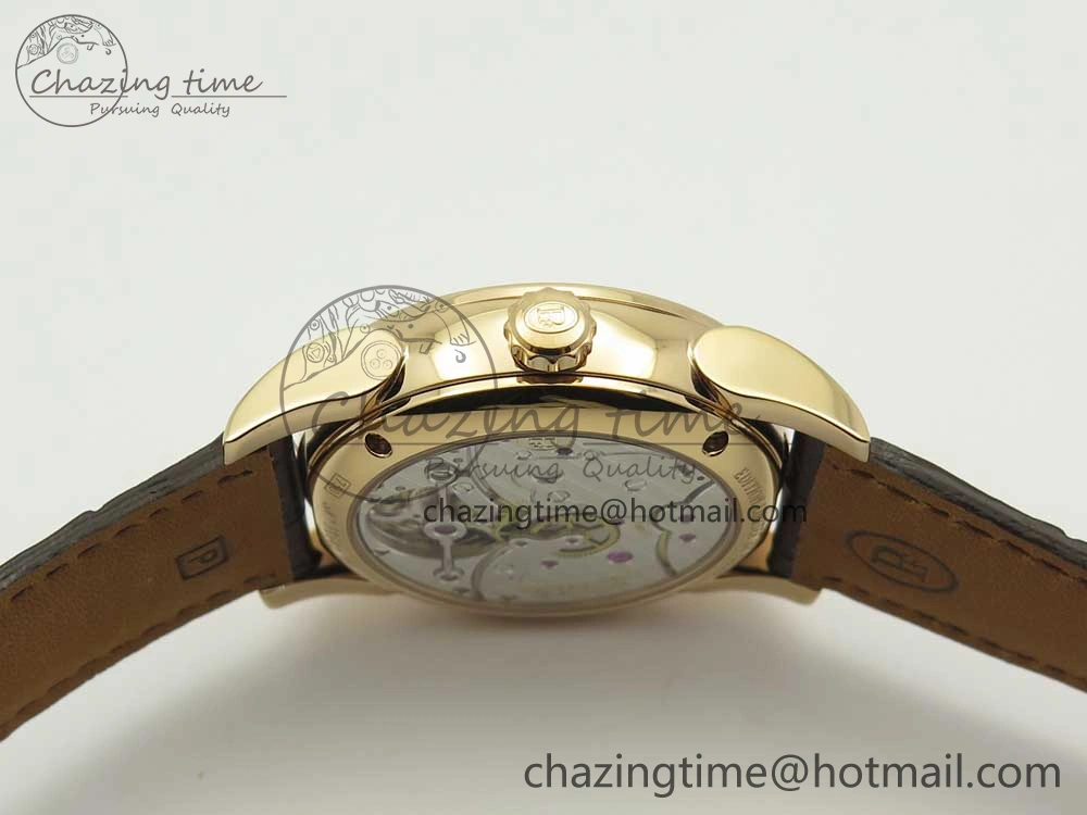 Fleurier Tonda Tourbillon Woodrock RG Real PR JBF Best Edition Silver Dial on Brown Leather Strap