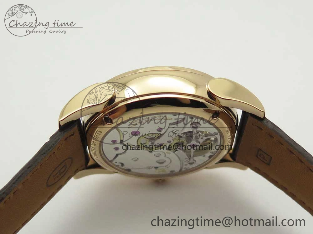 Fleurier Tonda Tourbillon Woodrock RG Real PR JBF Best Edition Silver Dial on Brown Leather Strap