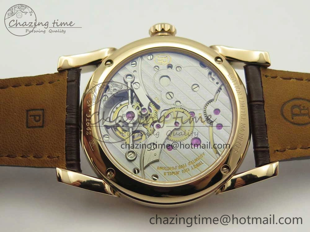 Fleurier Tonda Tourbillon Woodrock RG Real PR JBF Best Edition Silver Dial on Brown Leather Strap