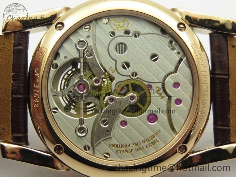 Fleurier Tonda Tourbillon Woodrock RG Real PR JBF Best Edition Silver Dial on Brown Leather Strap