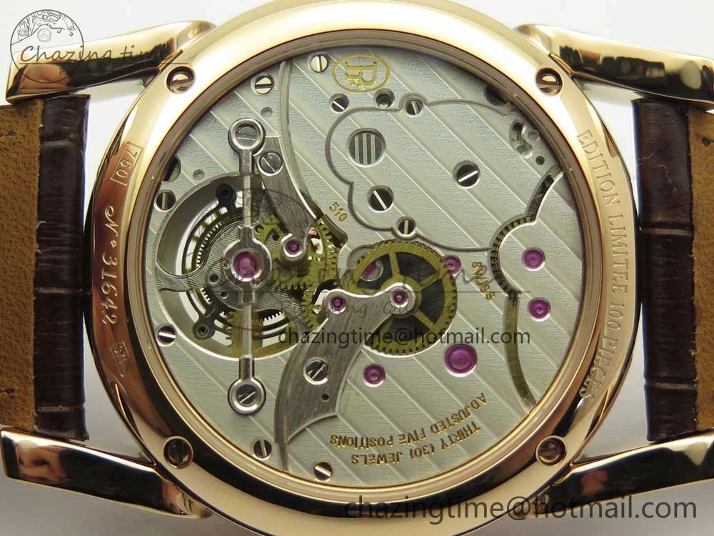 Fleurier Tonda Tourbillon Woodrock RG Real PR JBF Best Edition Silver Dial on Brown Leather Strap