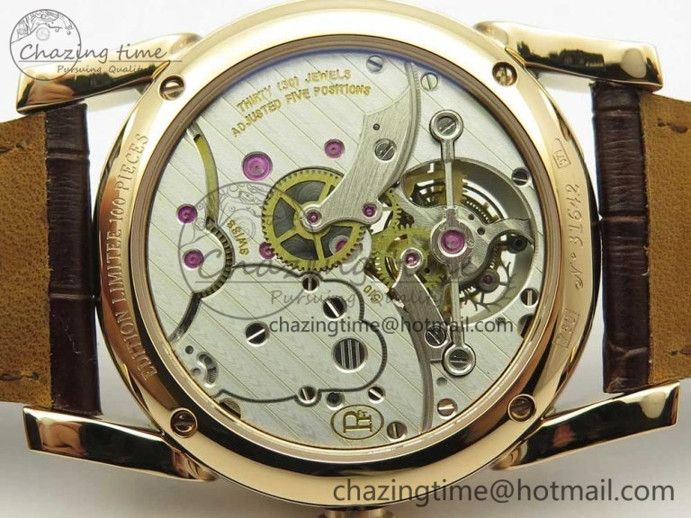 Fleurier Tonda Tourbillon Woodrock RG Real PR JBF Best Edition Silver Dial on Brown Leather Strap