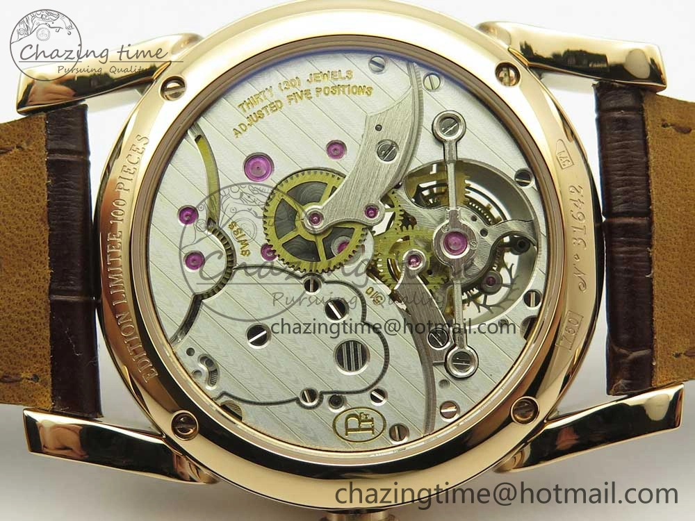 Fleurier Tonda Tourbillon Woodrock RG Real PR JBF Best Edition Silver Dial on Brown Leather Strap
