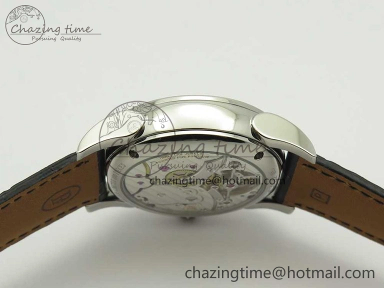Fleurier Tonda Tourbillon Woodrock SS Real PR JBF Best Edition Black White Dial on Black Leather Strap