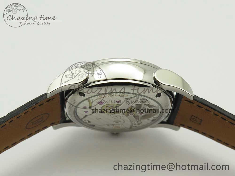 Fleurier Tonda Tourbillon Woodrock SS Real PR JBF Best Edition Black White Dial on Black Leather Strap