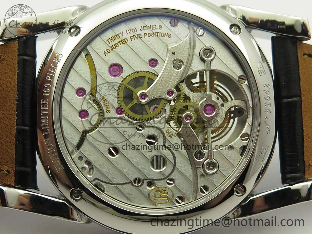 Fleurier Tonda Tourbillon Woodrock SS Real PR JBF Best Edition Black White Dial on Black Leather Strap