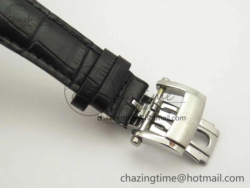Fleurier Tonda Tourbillon Woodrock SS Real PR JBF Best Edition Black White Dial on Black Leather Strap