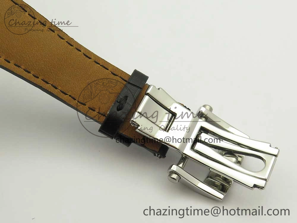 Fleurier Tonda Tourbillon Woodrock SS Real PR JBF Best Edition Black White Dial on Black Leather Strap