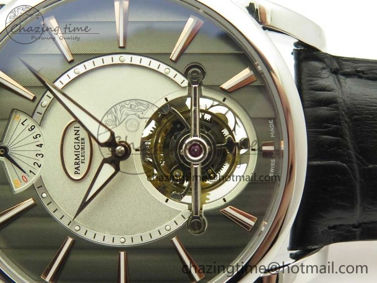 Fleurier Tonda Tourbillon Woodrock SS Real PR JBF Best Edition Black White Dial on Black Leather Strap