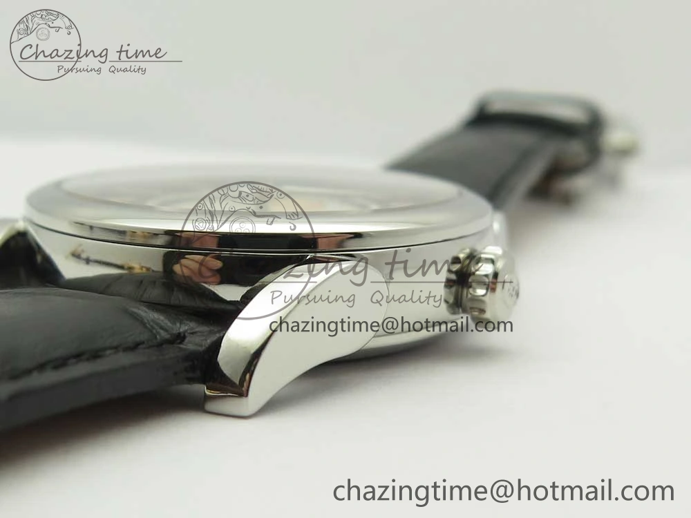 Fleurier Tonda Tourbillon Woodrock SS Real PR JBF Best Edition Black White Dial on Black Leather Strap