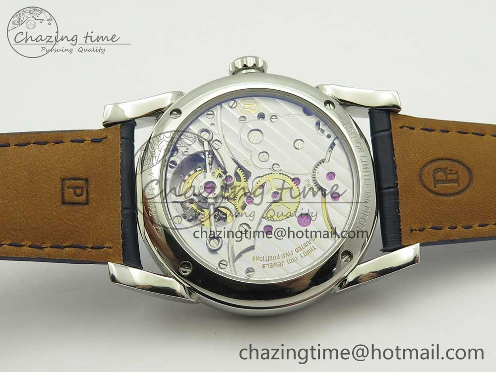 Fleurier Tonda Tourbillon Woodrock SS Real PR JBF Best Edition Blue Dial on Blue Leather Strap