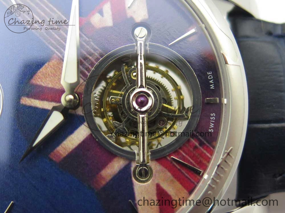 Fleurier Tonda Tourbillon Woodrock SS Real PR JBF Best Edition Blue Dial on Blue Leather Strap