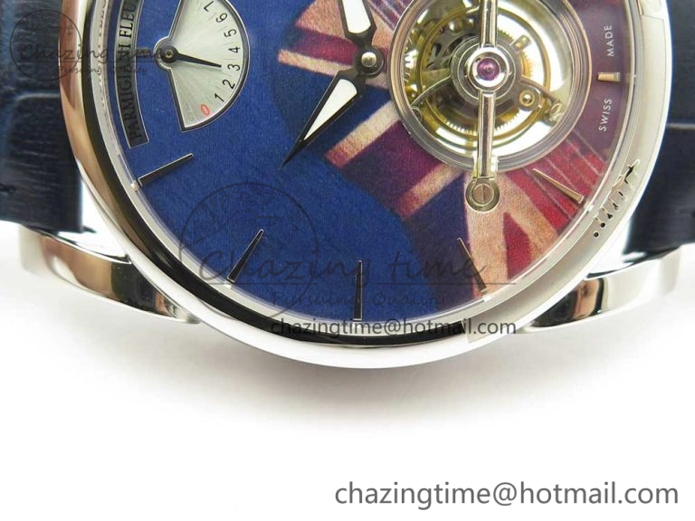 Fleurier Tonda Tourbillon Woodrock SS Real PR JBF Best Edition Blue Dial on Blue Leather Strap