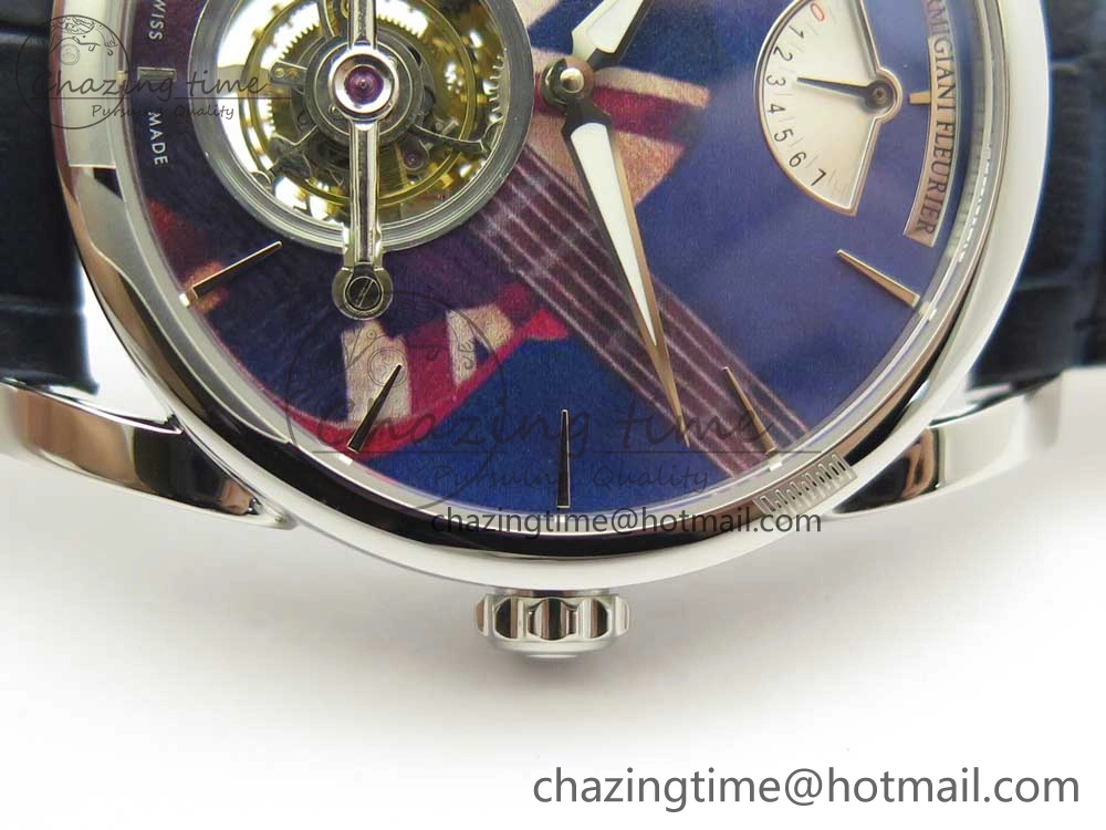 Fleurier Tonda Tourbillon Woodrock SS Real PR JBF Best Edition Blue Dial on Blue Leather Strap