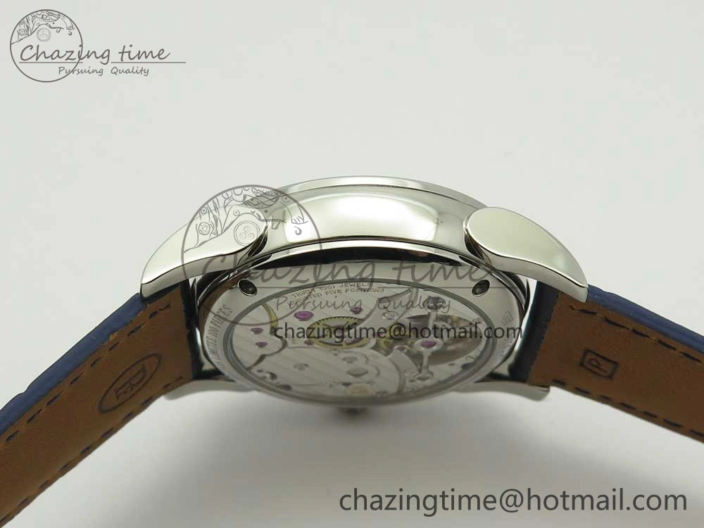 Fleurier Tonda Tourbillon Woodrock SS Real PR JBF Best Edition Blue Dial on Blue Leather Strap