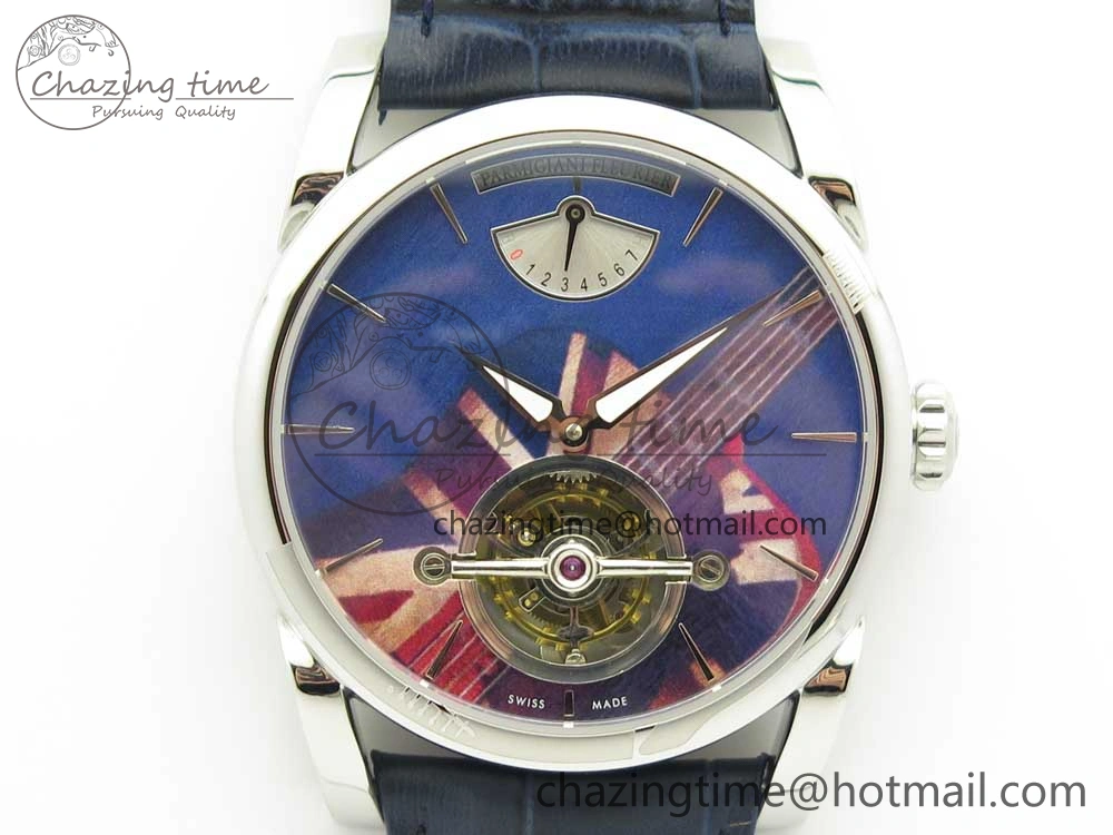 Fleurier Tonda Tourbillon Woodrock SS Real PR JBF Best Edition Blue Dial on Blue Leather Strap