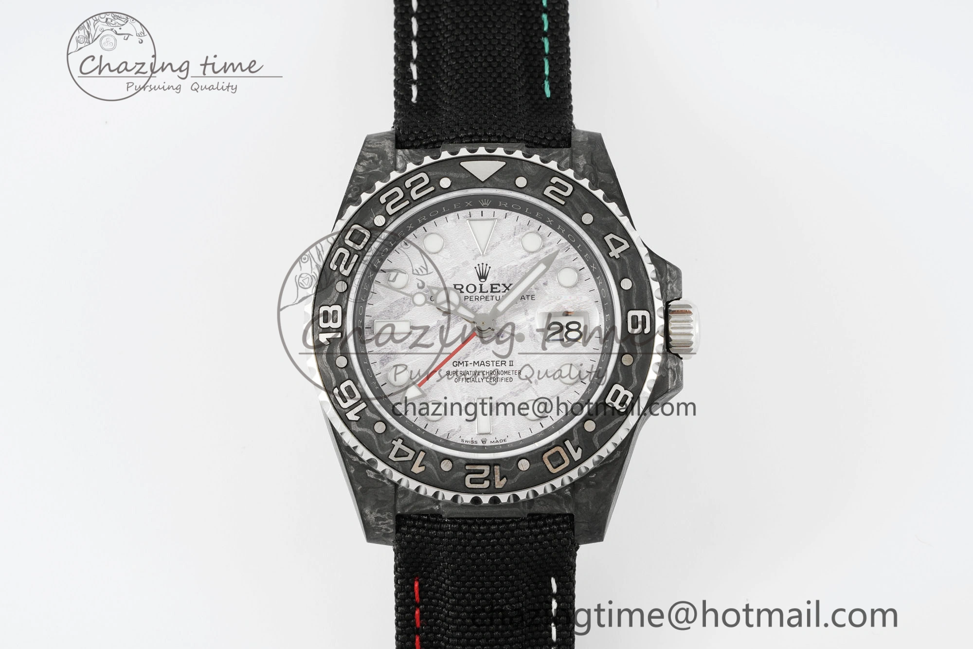 GMT Carbon DIWF Best Edition Meteorite Dial on Black Nylon Strap SA3186 CHS