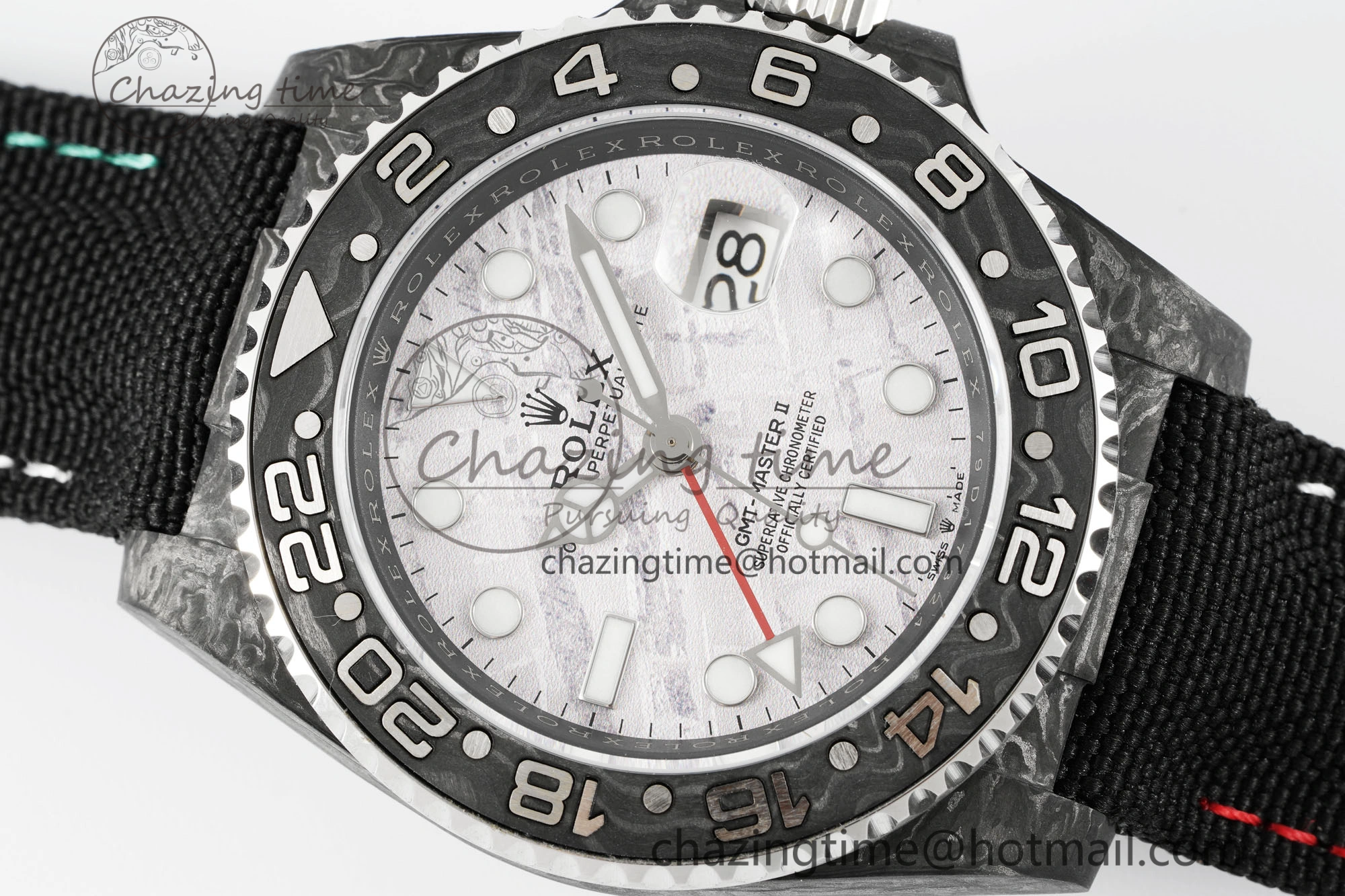 GMT Carbon DIWF Best Edition Meteorite Dial on Black Nylon Strap SA3186 CHS