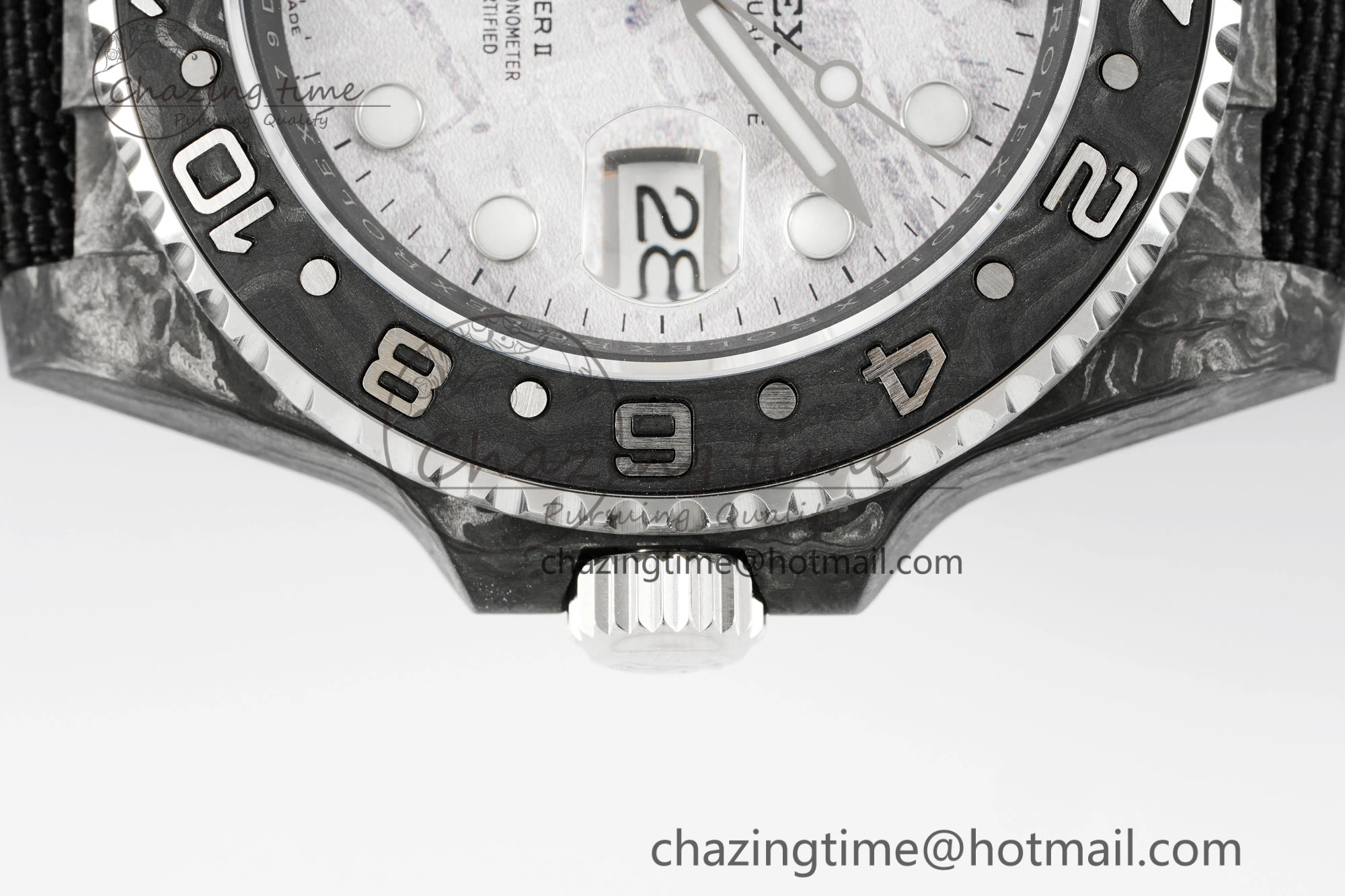 GMT Carbon DIWF Best Edition Meteorite Dial on Black Nylon Strap SA3186 CHS