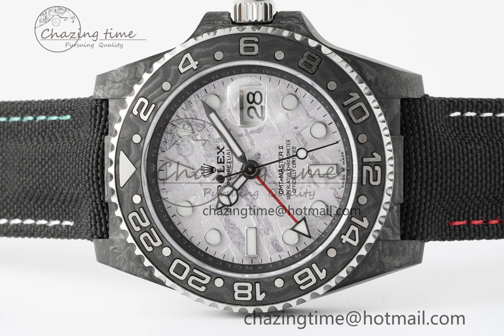 GMT Carbon DIWF Best Edition Meteorite Dial on Black Nylon Strap SA3186 CHS
