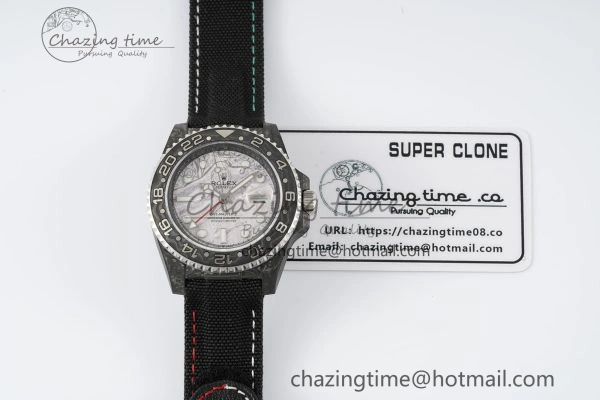 GMT Carbon DIWF Best Edition Meteorite Dial on Black Nylon Strap SA3186 CHS
