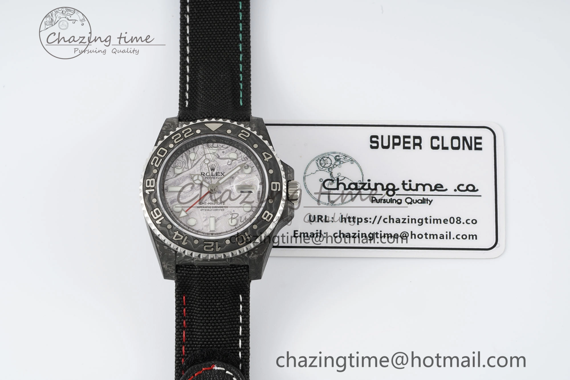 GMT Carbon DIWF Best Edition Meteorite Dial on Black Nylon Strap SA3186 CHS