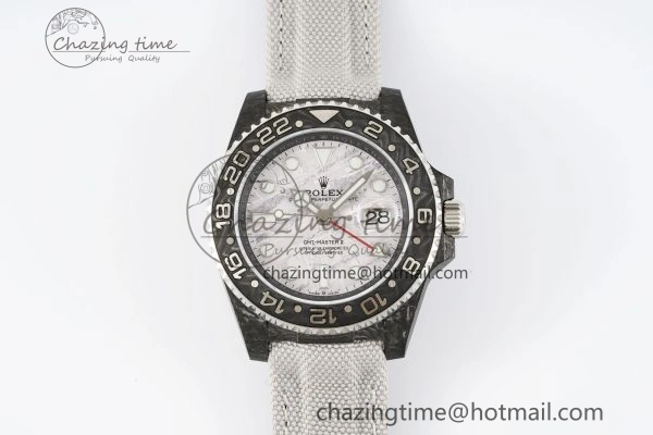 GMT Carbon DIWF Best Edition Meteorite Dial on White Nylon Strap SA3186 CHS
