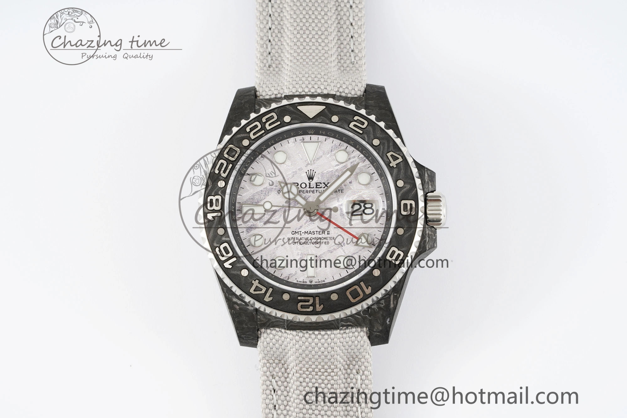 GMT Carbon DIWF Best Edition Meteorite Dial on White Nylon Strap SA3186 CHS