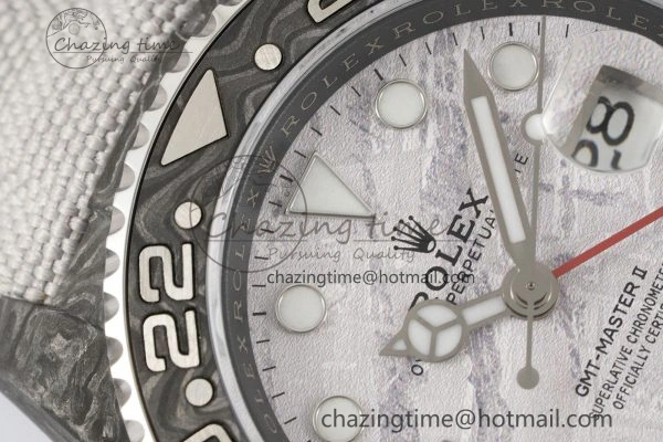 GMT Carbon DIWF Best Edition Meteorite Dial on White Nylon Strap SA3186 CHS