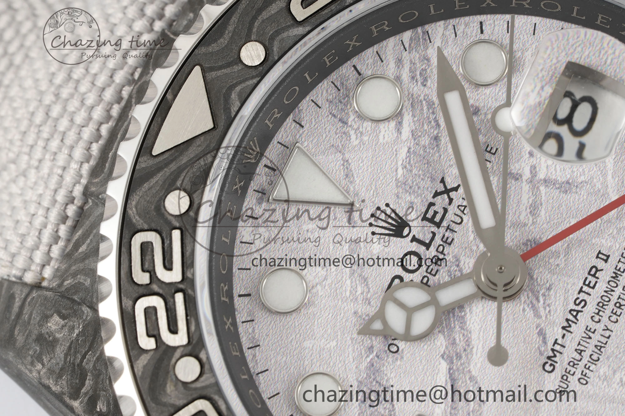 GMT Carbon DIWF Best Edition Meteorite Dial on White Nylon Strap SA3186 CHS